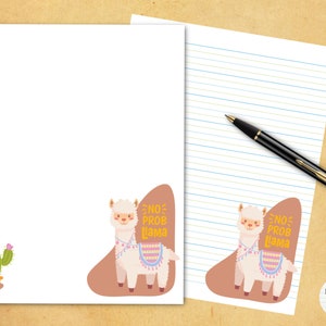 Cute Llama Printable Stationery #4 / Digital Note Paper / Instant Download / GoodNotes / Cute Alpaca Llama Kawaii Note Paper