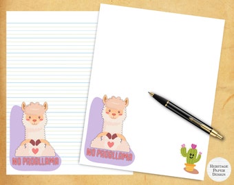 Cute Llama Stationery: Printable Note Paper (Digital Download)