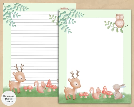Woodland Animals Printable Stationery Print easily at home