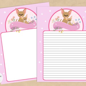 Papelaria para impressão fofa Chihuahua Mama & Baby / Papel para notas digitais / Download instantâneo / GoodNotes / Papel para cartas Kawaii / Papel pautado