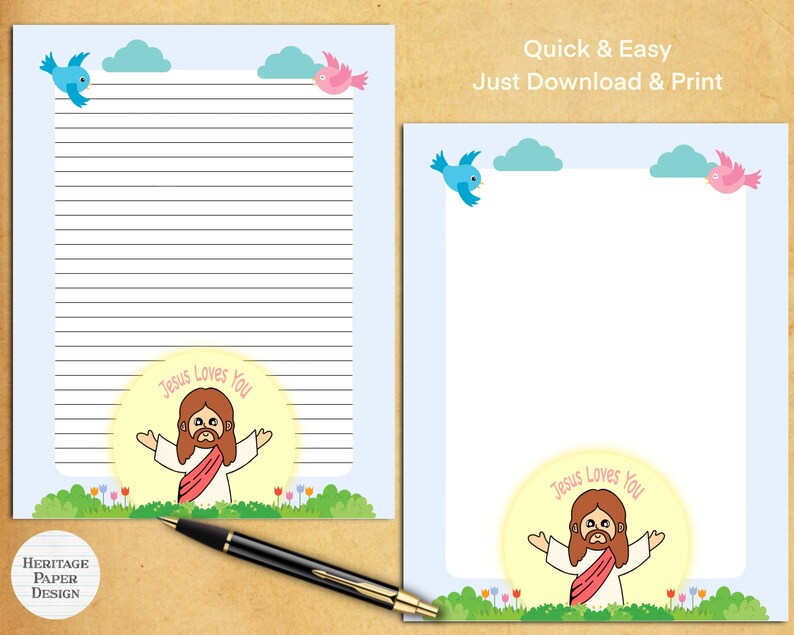 Jesus Loves You Printable Stationery / Digital Note Paper / Instant ...