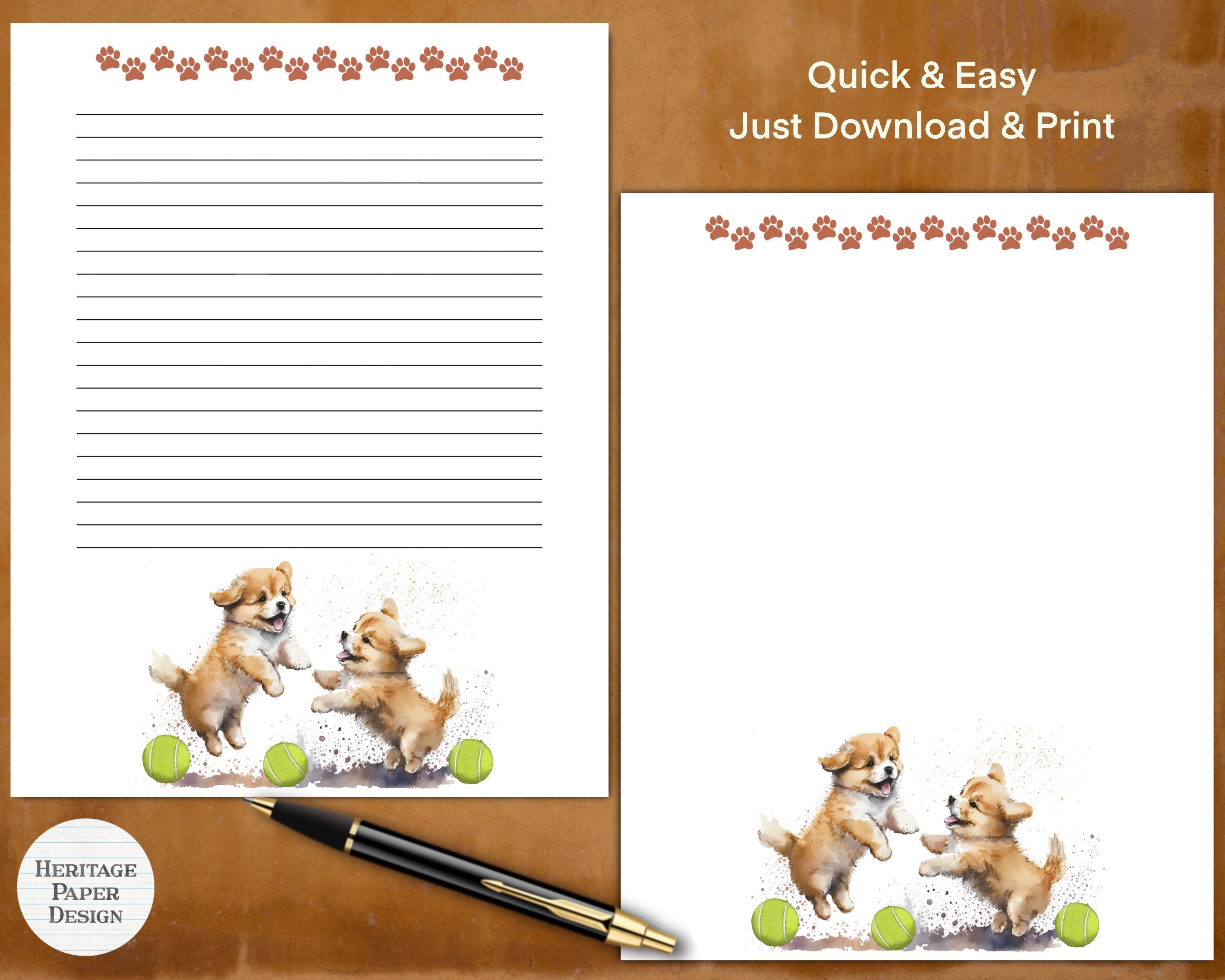 Editable Corgi Notes Corgi Puppies - Printable Stationery | Print Easily at Home | Perfect ...
