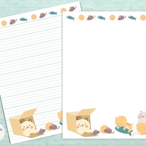 Cute Cats & Kittens Printable Stationery / Digital Note Paper / Instant Download / GoodNotes / Kawaii Note Paper / Cat Lovers