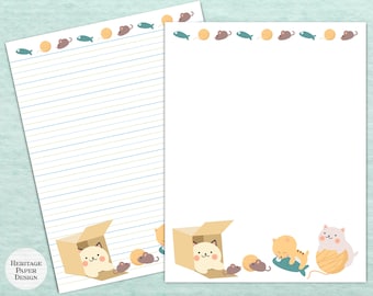 Cute Cats & Kittens Printable Stationery / Digital Note Paper / Instant Download / GoodNotes / Kawaii Note Paper / Cat Lovers