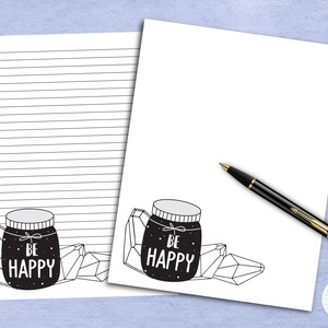 Positives Glas druckbares Briefpapier #1 - Sei glücklich / Digitales Notizpapier / Sofortiger Download / GoodNotes / Niedliches Notizpapier Brieffreundschaft Snail mail