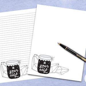 Positives Glas druckbares Briefpapier #4 - Sei du selbst / Digitales Notizpapier / Sofortiger Download / GoodNotes / Niedliches Notizpapier Brieffreundschaft Snail mail