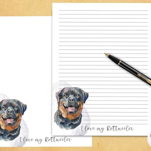 Printable Stationery - I love my Rottweiler | Writing Paper | Notepaper | Instant Download | Penpal Writing | Letter Writing | GoodNotes