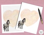Heart Horse Stationery: Cute Pony Printable Paper (Digital Download)
