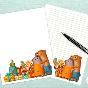 Beary Christmas Printable Stationery / Digital Note Paper / Instant Download / GoodNotes / Cute Bears Animals Christmas Note Paper