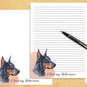 Printable Stationery - I love my Doberman | Writing Paper | Notepaper | Instant Download | Penpal Writing | Letter Writing Paper | GoodNotes