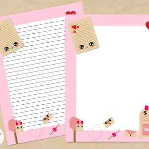 Niedlicher Liebesbrief Druckbare Briefpapier | Einfach zu Hause drucken | Perfekt für Brieffreundschaften / Brieffreundschaften / Journal / Valentinstag