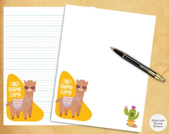 Cute Llama Stationery: Kawaii Note Paper, Journaling (Digital Download)