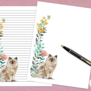 Ragdoll Cat Printable Stationery | Print at home | Perfect for Penpal / Letter Writing / Notepaper / Journal / Snail Mail / Cat Lovers