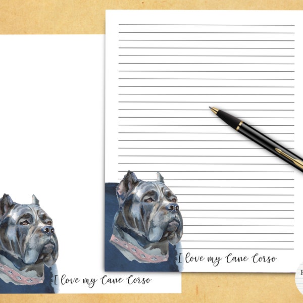 Printable Stationery - I love my Cane Corso | Writing Paper | Notepaper | Instant Download | Penpal | Letter Writing Paper | GoodNotes