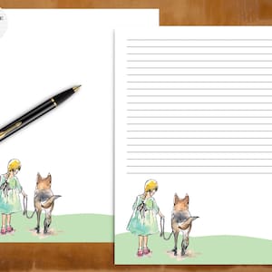 El mejor amigo de la niña - Papelería imprimible / Perro pastor alemán / Papel de escritura imprimible / Papel de notas / Descarga instantánea / Carta de amigo por correspondencia
