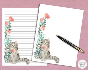 Cat Printable Stationery - Ragamuffin Cat / Digital Note Paper / Instant Download / GoodNotes / Writing Paper / Cat Lovers / Snail mail