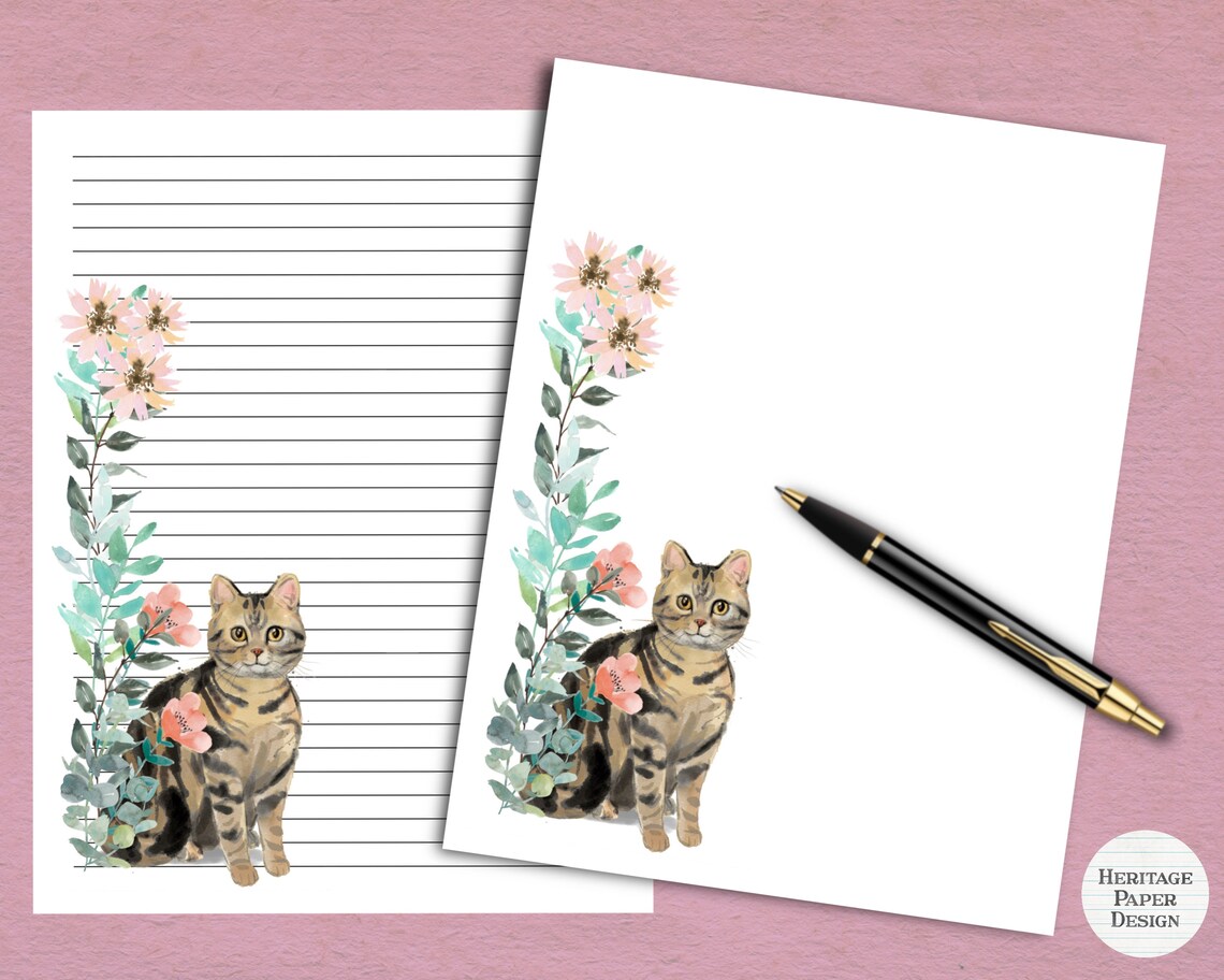 Tabby Cat Printable Stationery | Print Easily at Home | Perfect for ...