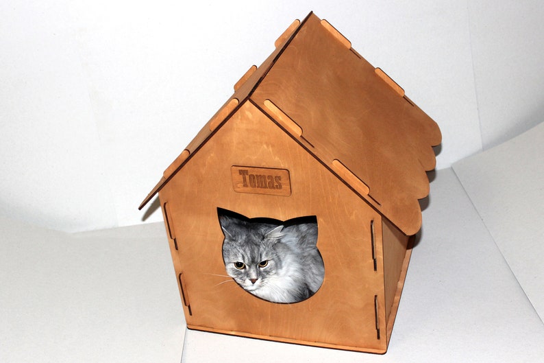 Huis voor een kat of hond met kussen. Indoor Pet huis met een | Etsy