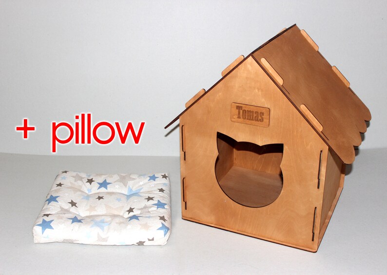Huis voor een kat of hond met kussen. Indoor Pet huis met een | Etsy