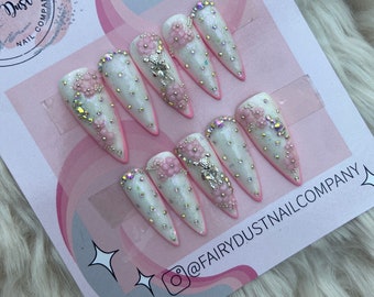 Teddy Opal Crystal Press On Nails| fake nails | false nails | glue on nails | stick on nails