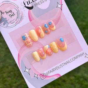 Cute Pastel Yellow Mix and Match Spring Summer Press On Nails | fake nails | false nails | glue on nails | stick on nails