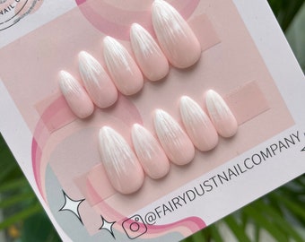 Pink and White Ombré Abstract Tips Press On Nails | stick on nails | fake nails | false nails | glue on nails