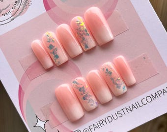 Pink Glitter Shards Press On Nails | stick on nails | fake nails | false nails | glue on nails