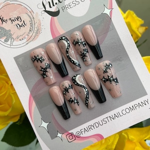 Bat and Star Press On Nails | fake nails | false nails | glue on nails | stick on nails | Halloween nails