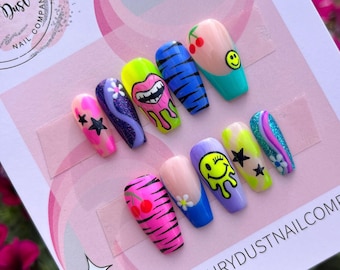 Mix and Match Quirky 90s Press On Nails | fake nails | false nails | glue on nails | stick on nails