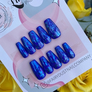 Blue Press On Nails | stick on nails | glue on nails | false nails | press ons | stick ons