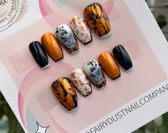 Smokin’ Skull gothic Press On Nails | stick on nails | false nails | glue on nails | press on nails | press ons