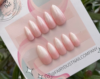 Pink and White Ombré Press On Nails | stick on nails | fake nails | false nails | glue on nails
