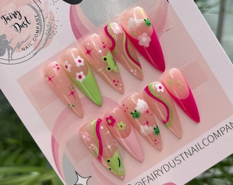 Cute Frog Mix and Match Press On Nails | fake nails | false nails | glue on nails | stick on nails