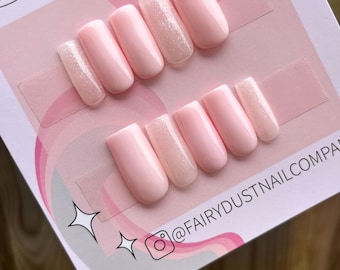 Pink Shimmer Press On Nails | stick on nails | fake nails | false nails | glue on nails