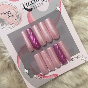 Unicorn Horn Sparkly Pink Press On Nails | stick on nails | false nails | glue on nails | press on nails | press ons