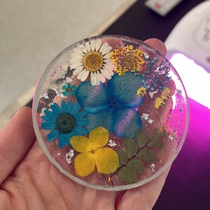 Resin Dried Flower Glitter Coasters
