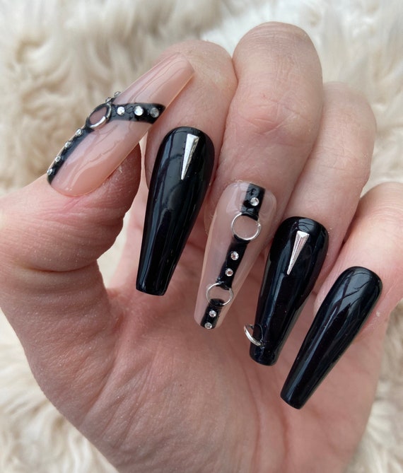Black Bondage Gothic Press on Nails | Fake Nails | False Nails | Glue on  Nails | Stick on Nails | Valentine Nails - Etsy