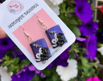 Gothic Snake and Bat Spell Book Polymer Clay Earrings | Halloween Earrings | Cute Jewellery | Kawaii Earrings | Cute Gifts |