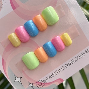 Multicoloured Bright Shimmer Press On Nails | festival nails | glue on nails | stick on nails | fake nails | false nails