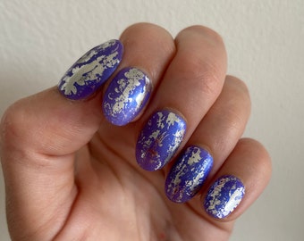 Purple and Silver Press On Nails | fake nails | false nails | glue on nails | stick on nails