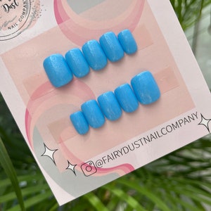 Bright Blue Shimmer Press On Nails | festival nails | glue on nails | stick on nails | fake nails | false nails