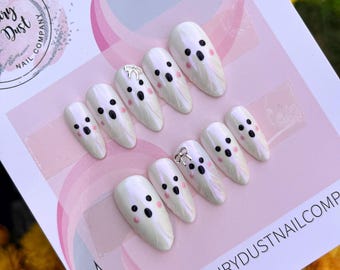 3D-chroom spookpers op nagels | lijm op nagels | op de spijkers plakken | nepnagels | kunstnagels | Halloweennagels