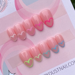 Gradient Heart Tip Press On Nails | fake nails | false nails | glue on nails | stick on nails