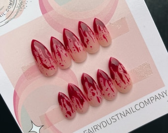 Blood Splattered Halloween Press On Nails | fake nails | false nails | glue on nails | stick on nails | Halloween