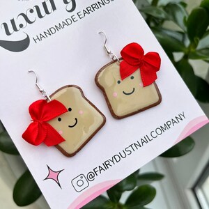 Cute Kawaii Toast Polymer Clay Earrings |  Earrings | Cute Jewellery | Kawaii Earrings | Cute Gifts