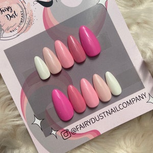 Pink Gradient Press on nails | false nails | stick on nails | glue on nails | pink nails