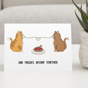 Our Pussies Belong Together - Lesbian Anniversary Card, Birthday | Cute Cats, Funny Romantic Cards For Her, Girlfriend, For Wife, Australia