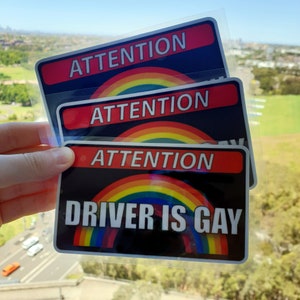 Driver Is Gay Car Stickers | Proud Rainbow LGBT Car Decals, Gay Pride and Lesbian Pride Bumper Stickers