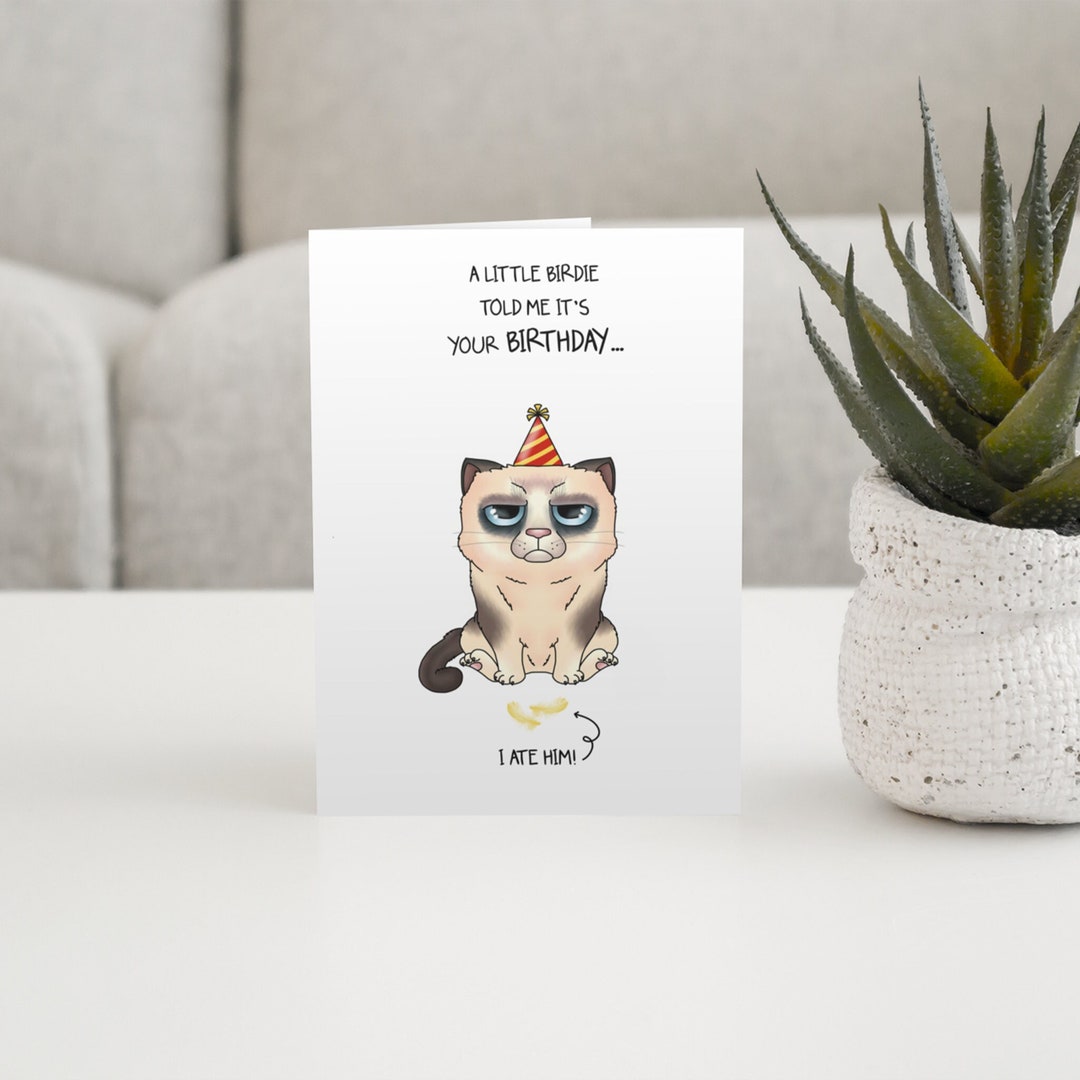Funny Grumpy Cat Birthday Card – Cat Mum Gift, Sarcastic Feline Lover ...