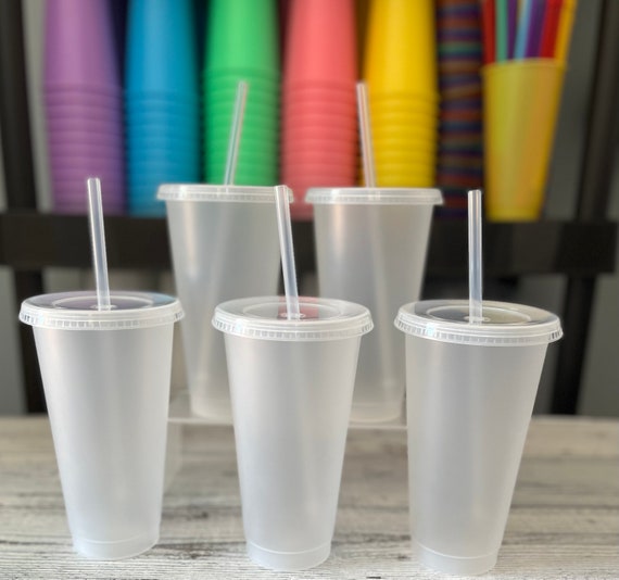clear reusable tumbler with straw